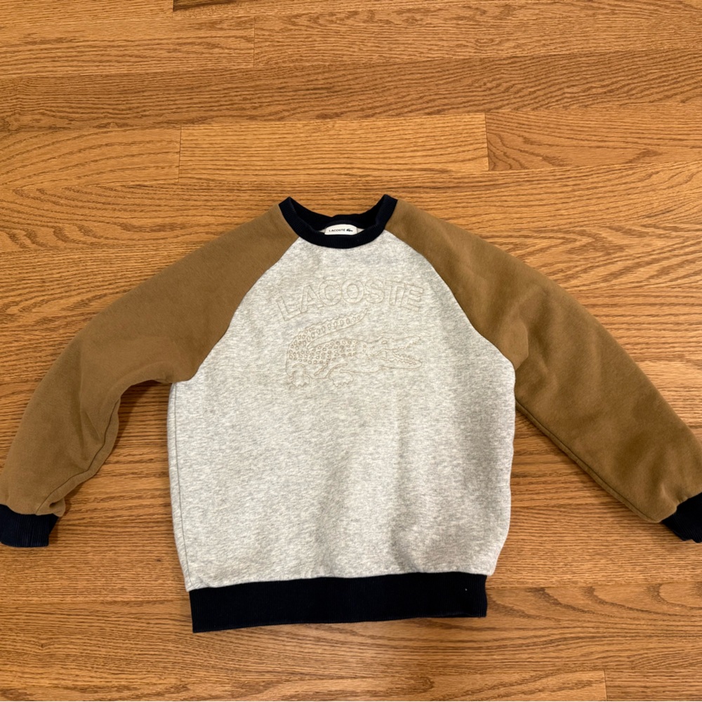 Kids Lacoste Navy, gray, tan Crewneck sweatshirt